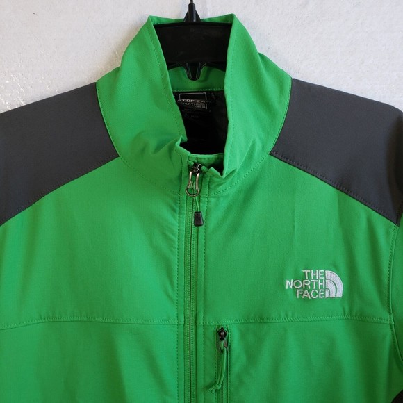 North Face Jacket Men's Apex Green Soft Shell Full Zip Size Medium Gray Logo - Picture 3 of 15